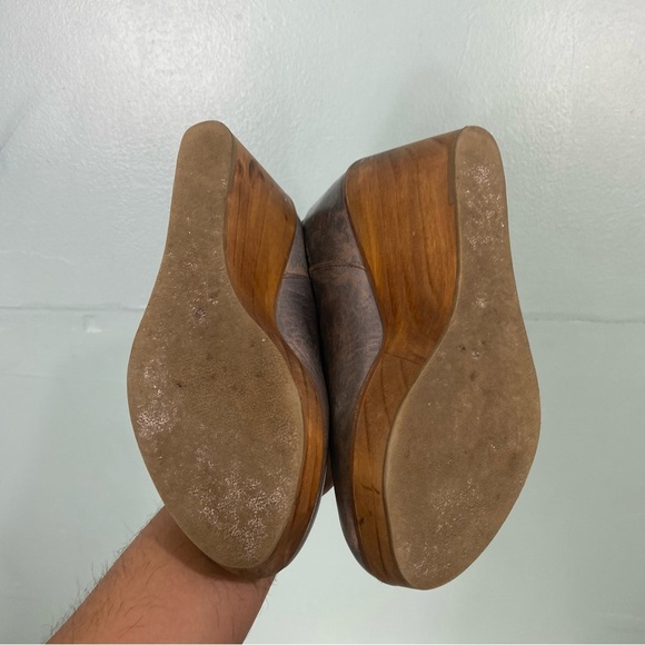 Bed Stu Bruges Leather Wedge Platform Knti Multi Color Gray‎ Sz 6.5 Distressed - Picture 9 of 10